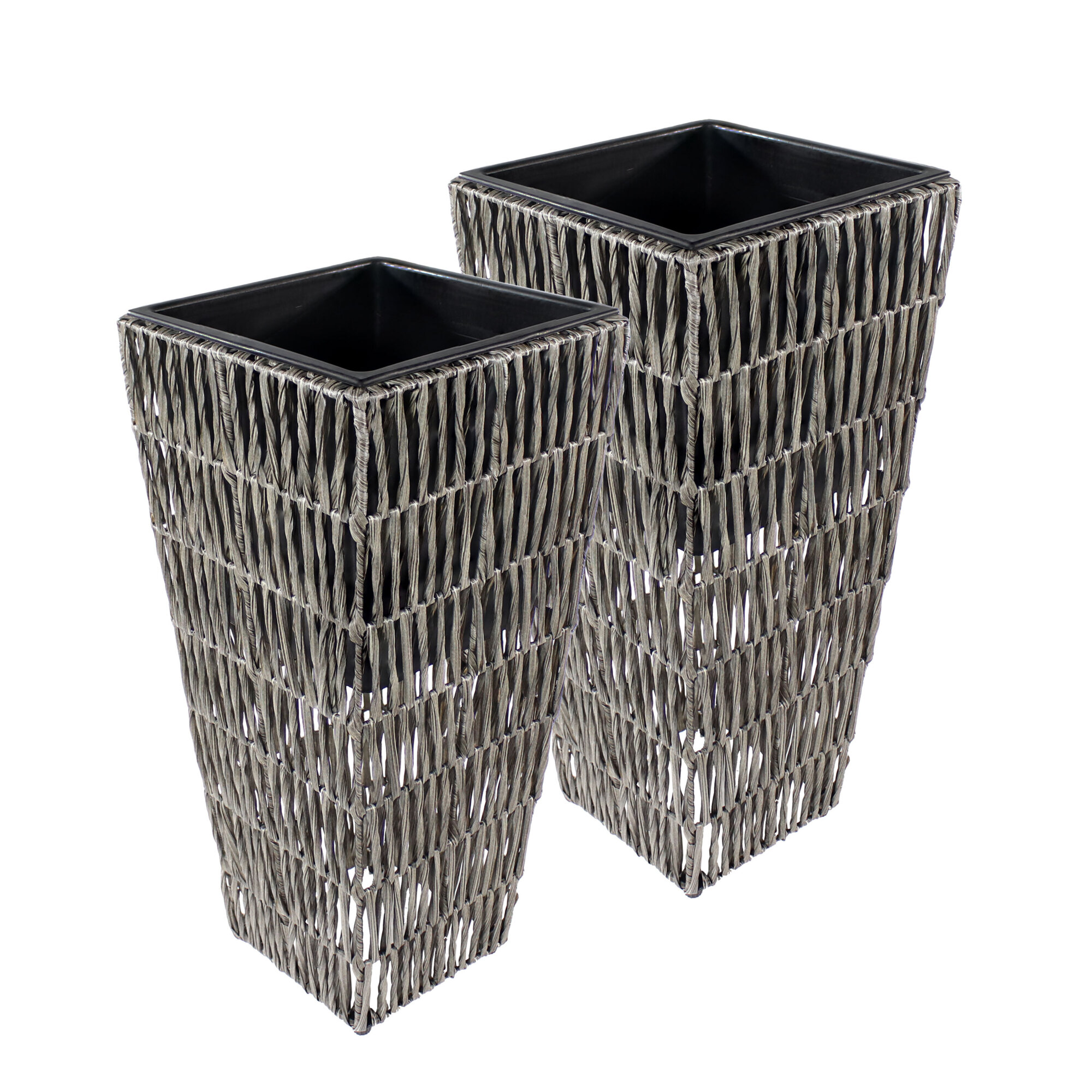 Sunnydaze Decor Hyacinth Poly-Wicker Planters - 11in. x 24in., Aluminum Frame, Set of 2, Model# TAM-383